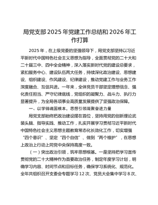 局党支部2025年党建工作总结和2026年工作打算