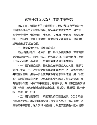 领导干部2025年述责述廉报告