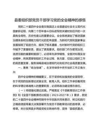 县委组织部党员干部学习党的二十届四中全会精神的感悟