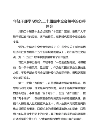 年轻干部学习党的二十届四中全会精神的心得体会