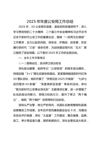 2025年年度公安局工作总结(1)