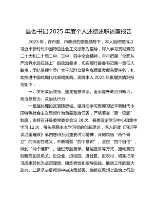 县委书记2025年度个人述德述职述廉报告