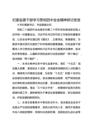 纪委监委干部学习贯彻四中全会精神研讨发言汇编4篇