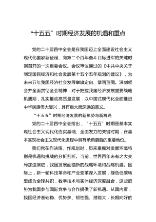 “十五五”时期经济发展的机遇和重点