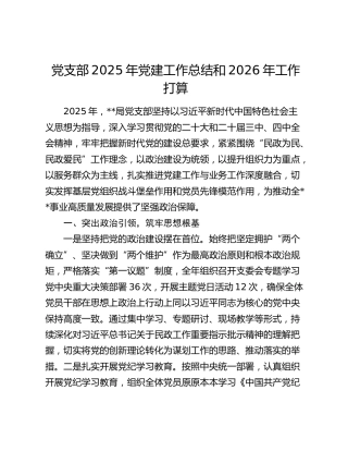 党支部2025年党建工作总结和2026年工作打算