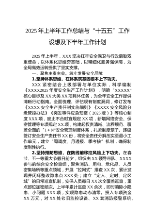 2025年上半年工作总结与“十五五”工作设想及下半年工作计划