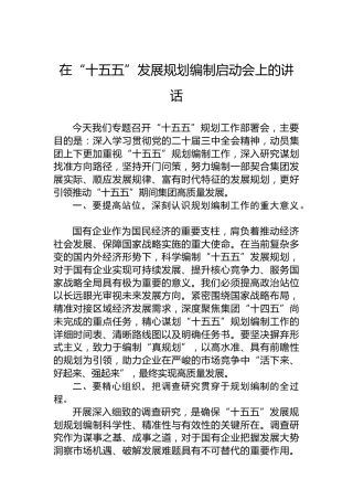 在“十五五”发展规划编制启动会上的讲话