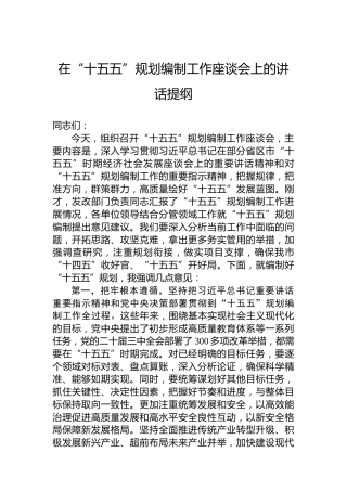 在“十五五”规划编制工作座谈会上的讲话提纲