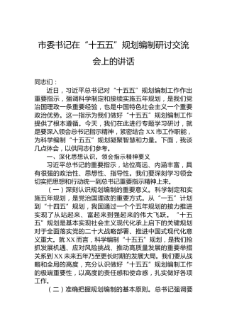 市委书记在“十五五”规划编制研讨交流会上的讲话