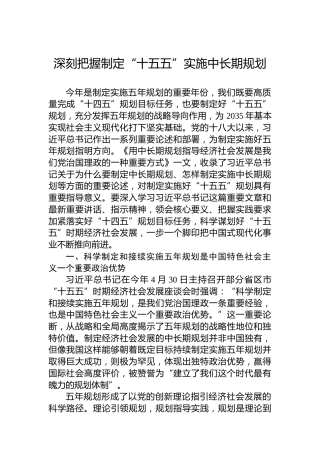 深刻把握制定“十五五”实施中长期规划