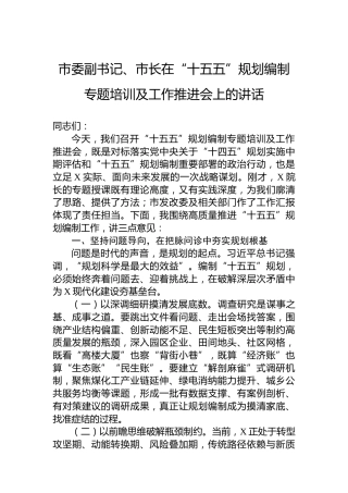 市委副书记、市长在“十五五”规划编制专题培训及工作推进会上的讲话