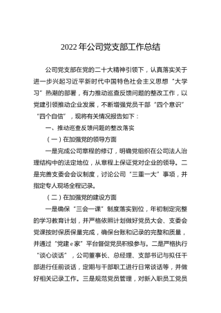 2022年公司党支部工作总结