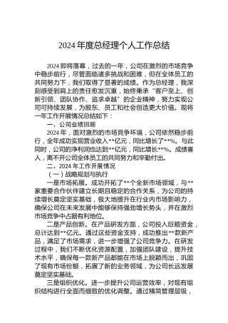 2024年度总经理个人工作总结
