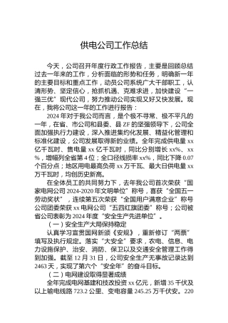 供电公司工作总结亮点