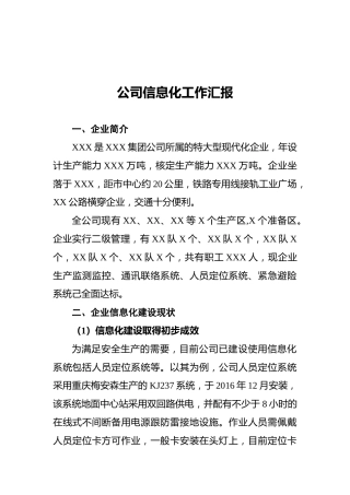 公司信息化工作汇报
