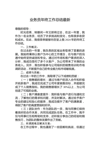 公司业务员年终工作总结最新