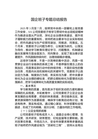 国企班子专题总结报告