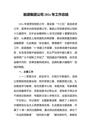 能源集团公司202x年工作总结