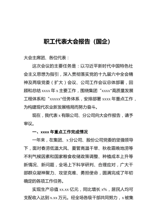 职工代表大会报告（国企）