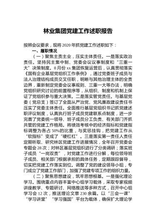 林业集团党建工作述职报告
