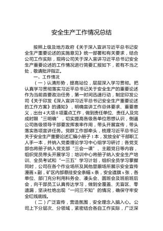 安全生产工作情况总结（2）