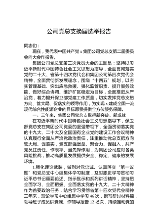 公司党总支换届选举报告