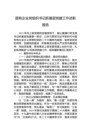国有企业党组织书记抓基层党建工作述职报告