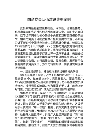 国企党员队伍建设典型案例