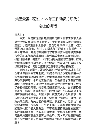 集团党委书记在2025年工作动员（职代）会上的讲话