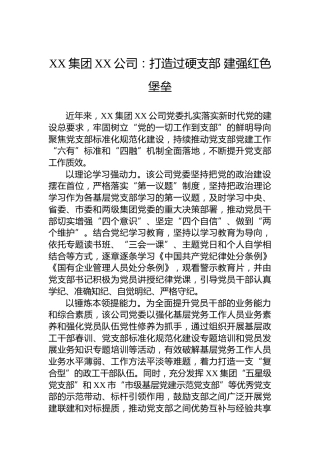 国企党建工作宣传稿：打造过硬支部 建强红色堡垒