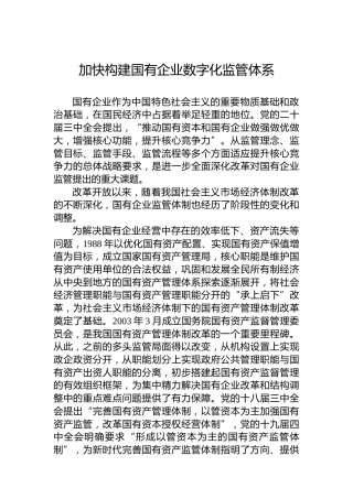 加快构建国有企业数字化监管体系