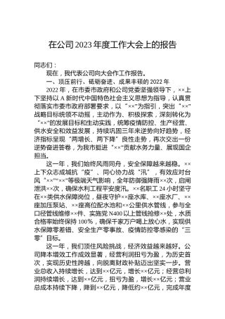 在公司2023年度工作大会上的报告