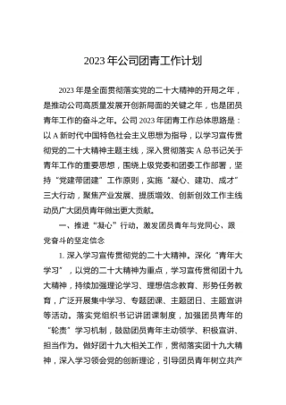 2023年公司团青工作计划