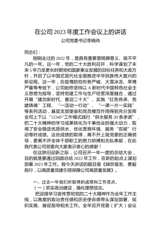 在公司2023年度工作会议上的讲话