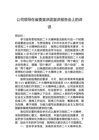 公司领导在2023年省委宣讲团宣讲报告会上的讲话