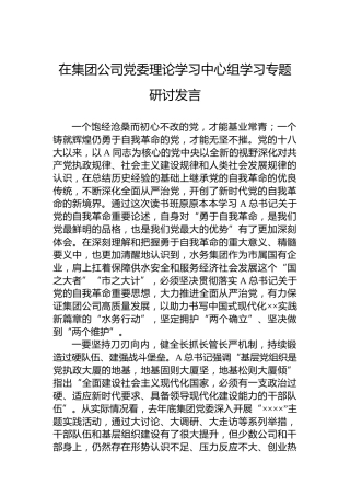 在集团公司党委理论学习中心组学习专题研讨发言