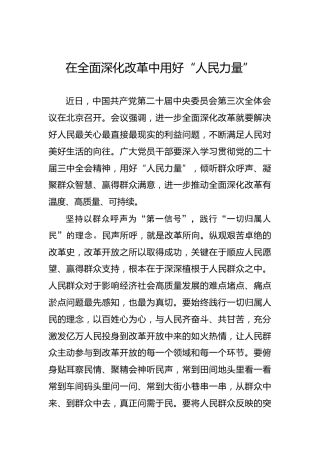 在全面深化改革中用好“人民力量”