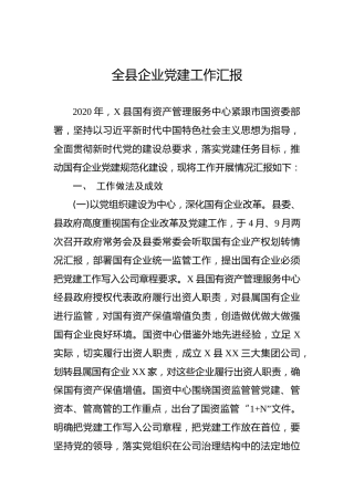 全县企业党建工作汇报
