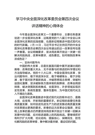 学习中央全面深化改革委员会第四次会议讲话精神的心得体会