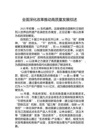 全面深化改革推动高质量发展综述