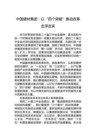 中国建材集团：以“四个突破”推动改革走深走实