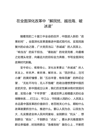 在全面深化改革中“解民忧、越沧海、破冰凌”