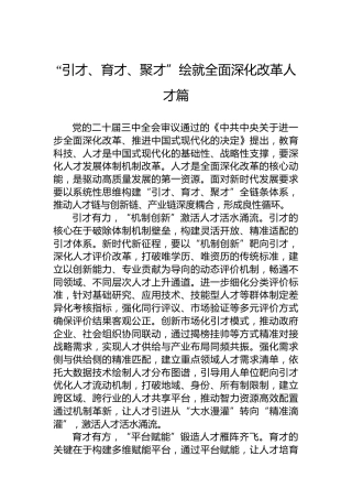 “引才、育才、聚才”绘就全面深化改革人才篇