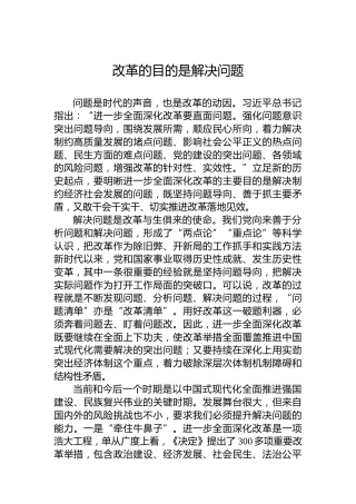 改革的目的是解决问题