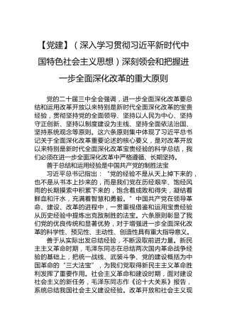【党课】（深入学习贯彻习近平新时代中国特色社会主义思想）深刻领会和把握进一步全面深化改革的重大原则