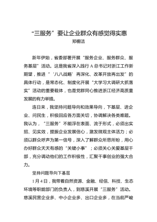 郑栅洁：“三服务”要让企业群众有感觉得实惠
