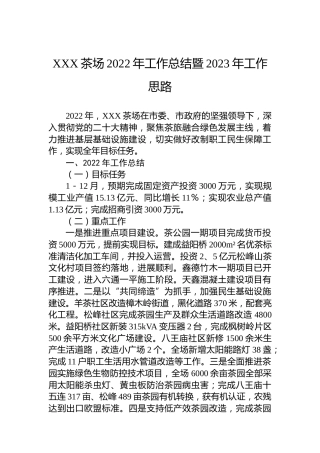 XXX茶场2022年工作总结暨2023年工作思路(20221103)