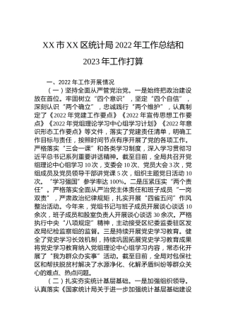 XX市XX区统计局2022年工作总结和2023年工作打算(20221103)