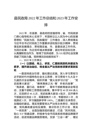 县民政局2022年工作总结和2023年工作安排(20221101)
