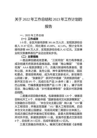 关于2022年工作总结和2023年工作计划的报告（20221025）